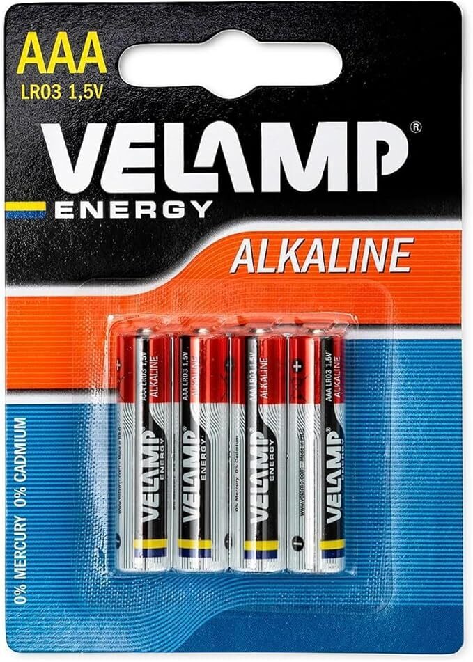 Velamp Batterie Ministilo Alcaline 1,5V – Formato AAA – Confezione da 4 pezzi
