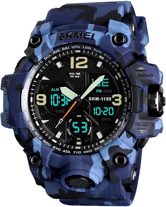 Orologio militare da polso da uomo/donna, analogico, digitale, LED.