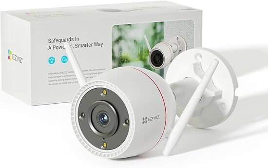 EZVIZ Telecamera WiFi Esterno 3mp, Videocamera Sorveglianza Esterno WiFi con Visione Notturna a Colori 30m, IP Camera con Intelligenza Artificiale, Rilevamento di Persone, Funziona con Alexa Outpro