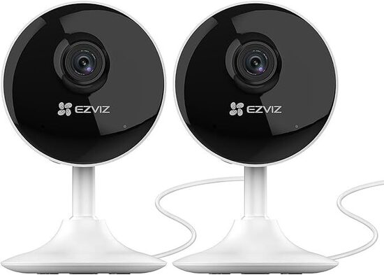 EZVIZ C1C Telecamera da Interno Wifi IP Camera 1080p Grandangolare visione notturna avviso movimento audio ad due vie grandangolare app mobile compatibile con Alexa confezione formato famiglia da 2