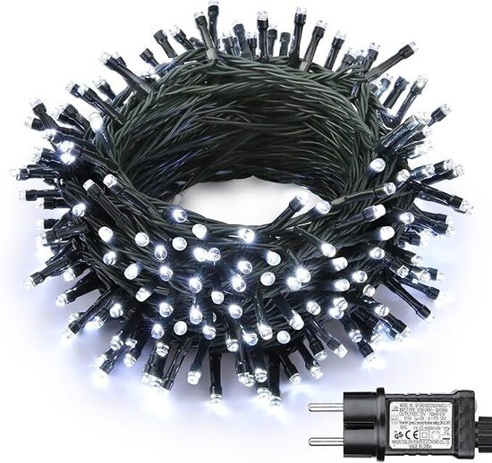 Joomer Luci Natale Esterno Bianco Freddo, 10M 100LED Luci Albero di Natale