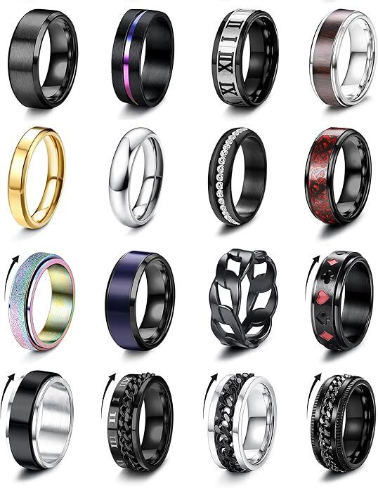 ADRAMATA 16 Pezzi Anello Uomo