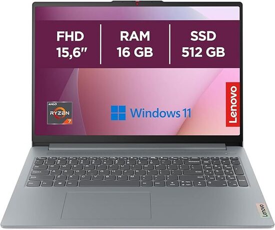 Lenovo IdeaPad Slim 3 Notebook 15,6” FHD (1920x1080), AMD Ryzen 7 5825U, 16GB RAM, 512GB