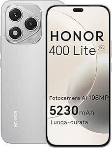 HONOR 400 Lite 5G Smartphone,8GB RAM 256GB Memoria Dual SIM NFC, 5230 mAh,108MP con pulsante AI telefono Android 15, 6.7 pollici AMOLED Eye-Care Display, IP64&SGS, Velvet Grey