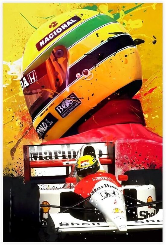 ETOMEY Ayrton Senna Legend F1 - Poster con stampa artistica su tela, decorazione artistica da parete