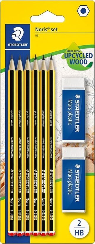 Cancelleria di 6 Matite Hb + 2 Gomme da Cancellare