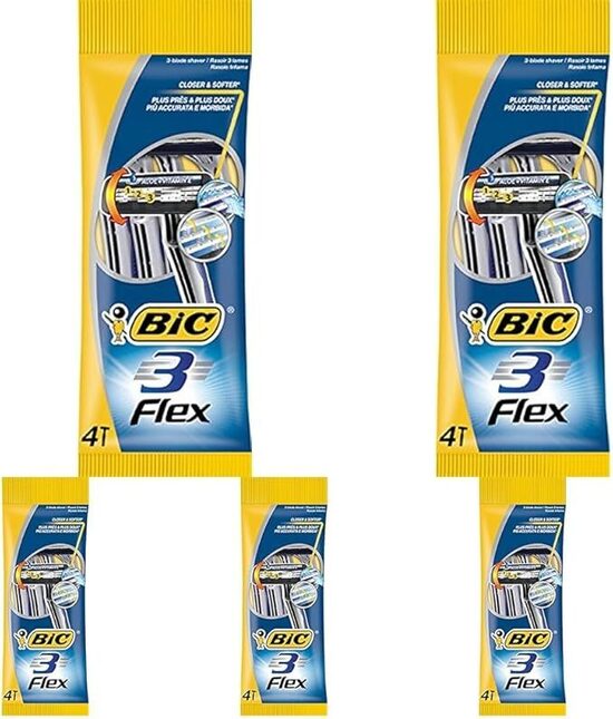 Bic Rasoio 3 Flex Pz.4, 4 unitร , 1 (Confezione da 5)