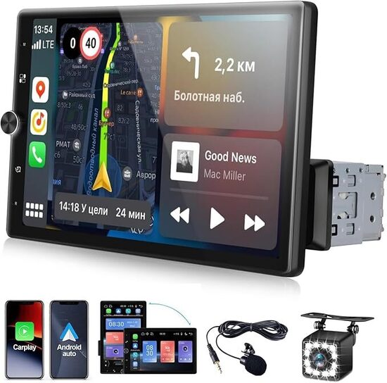 SIXWIN 1 Din CarPlay Android Auto Autoradio con 10.4 Pollici Schermo