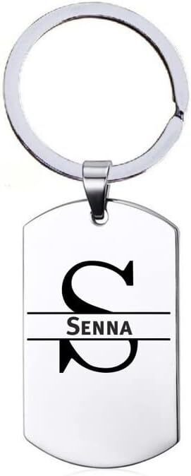Portachiavi con nome - Senna - acciaio inossidabile, Argento