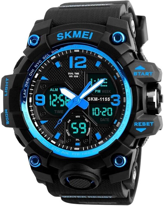 Orologio militare da polso da uomo/donna, analogico, digitale, LED.
