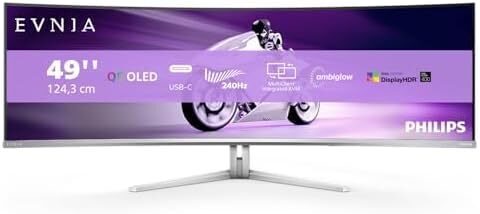 PHILIPS Evnia 49M2C8900AM - Monitor gaming curvo OLED QD da 49 pollici, 240 Hertz