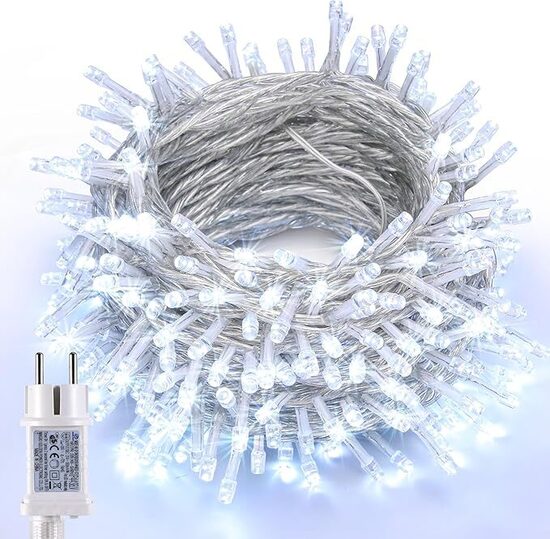 Joomer Luci Natale Esterno Bianco Freddo, 10M 100LED Luci Albero di Natale