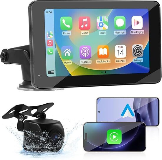 Display Aurevita 7 Pollici CarPlay, Schermo Android Auto Upgrade 2025