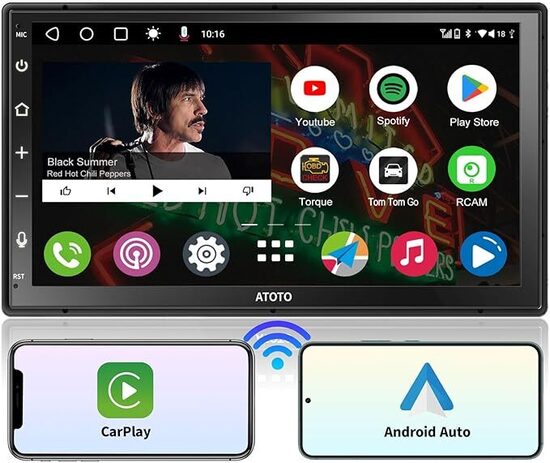 ATOTO A6PF 2G+32G Android Autoradio 2 DIN, DAB+ Radio Bluetooth 7 Pollici QLED