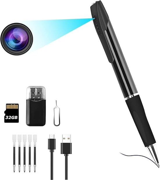 Penna microspia con microfono e telecamera da 32GB
