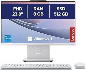 Lenovo IdeaCentre Computer desktop All-In-One, Display 24" FHD, Intel Core i5-13420H, 512GB SSD, RAM 8GB, Base ricarica smartphone wireless, Speakers, WiFi 6, Windows 11 H, Tastiera + Mouse Wireless
