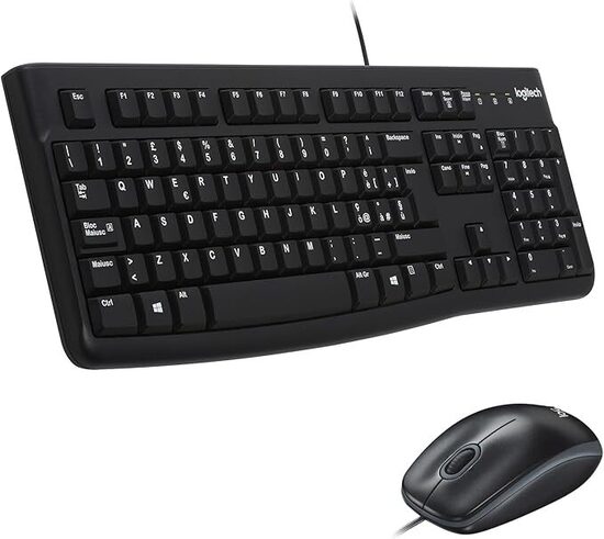Logitech MK120 Combo Tastiera e Mouse con Filo per Windows, Mouse Ottico Cablato