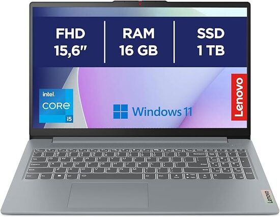 Lenovo IdeaPad Slim 3 Notebook 15,6” FHD (1920x1080), Intel Core i5-12450H, RAM 16GB, 1TB SSD, Grafica Intel Integrata, WiFi 6, Tastiera italiana, Windows 11 Home - Arctic Grey