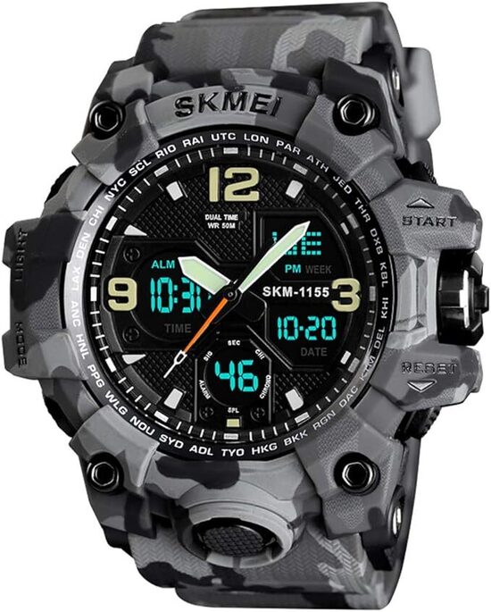 Orologio militare da polso da uomo/donna, analogico, digitale, LED.