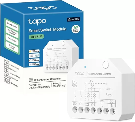 Tapo S112 Relè Interruttore con Misurazione di Consumo, Intelligente WiFi e Bluetooth a 2 Canali 6A